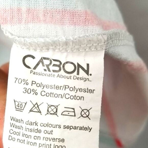 Carbon Shirt Women's Medium Performance Short Sleeve Stripped Work Out - Picture 3 of 7